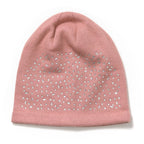 Premium Cashmere Wool Crystal Embellished Hat and Gloves - Pink_7842644_3