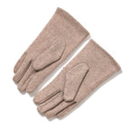 Premium Cashmere Wool Crystal Embellished Hat and Gloves - Beige_7842646_7
