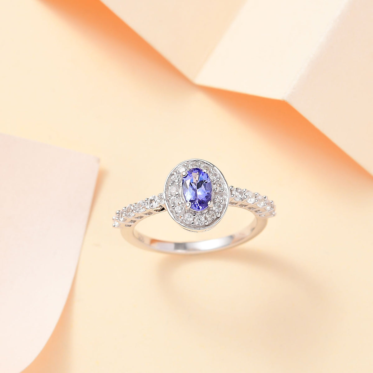 AAA Tanzanite and White Zircon Halo Ring 7844429 2