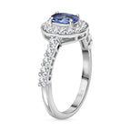 AAA Tanzanite & White Zircon Halo Ring in Rhodium Overlay Sterling Silver 1.03 Ct._7844429_3