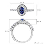 AAA Tanzanite & White Zircon Halo Ring in Rhodium Overlay Sterling Silver 1.03 Ct._7844429_5