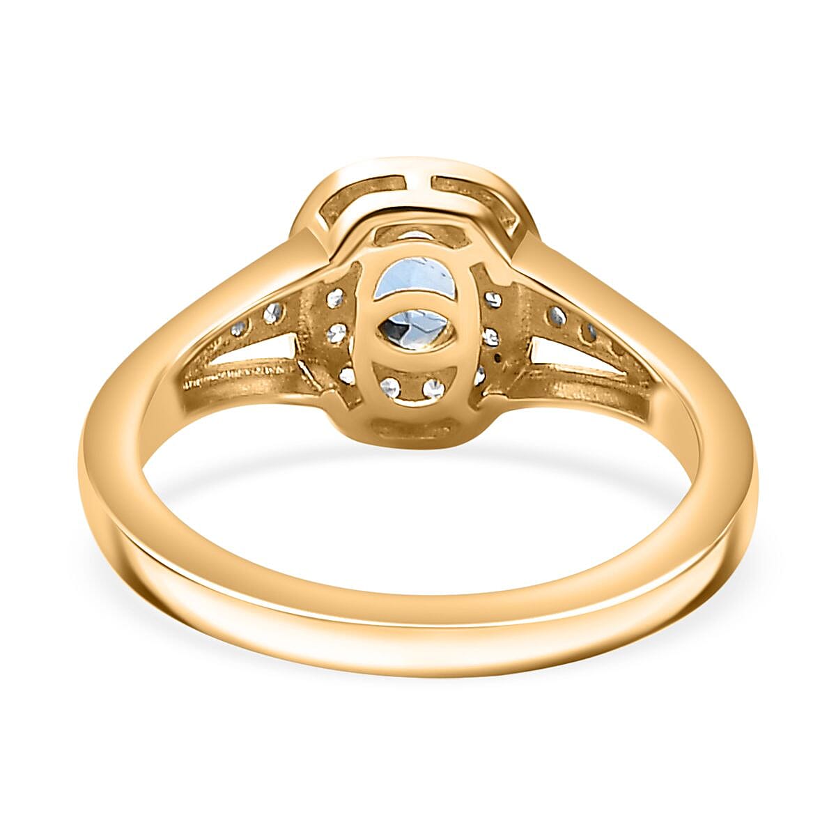 Santamaria Aquamarine and Natural Zircon Halo Ring in 18K Yellow Gold Vermeil Plated Sterling Silver V32528001 4