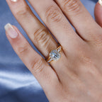 D'Joy - Santamaria Aquamarine & Natural Zircon Cushion Halo Split Shank Ring in 18K Vermeil Yellow Gold Plated Sterling Silver_7844653_2