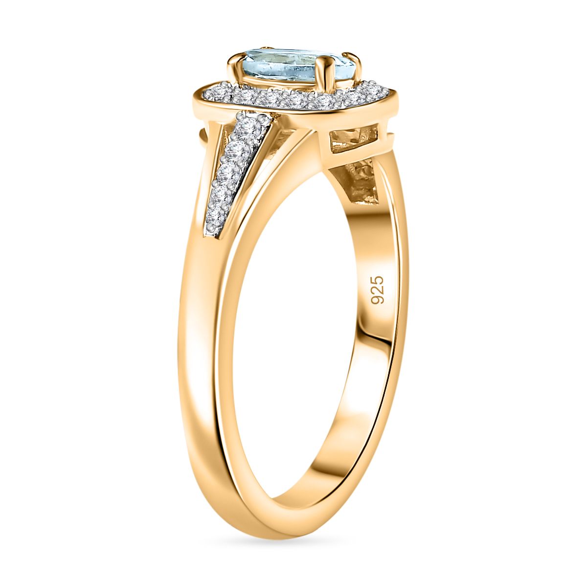 Santamaria Aquamarine and Natural Zircon Halo Ring in 18K Yellow Gold Vermeil Plated Sterling Silver V32417447 3