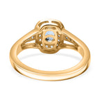 D'Joy - Santamaria Aquamarine & Natural Zircon Cushion Halo Split Shank Ring in 18K Vermeil Yellow Gold Plated Sterling Silver_7844653_4