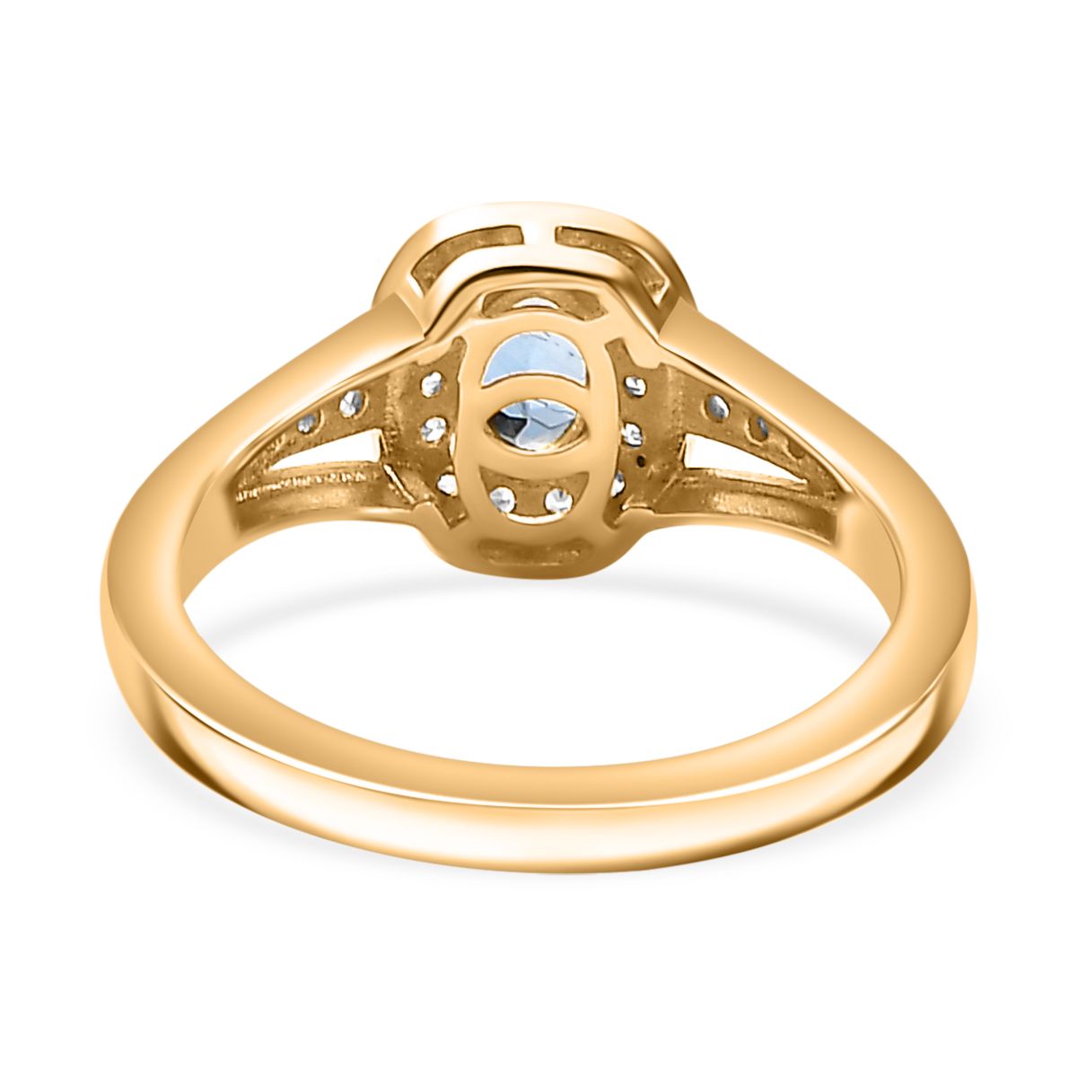 Santamaria Aquamarine and Natural Zircon Halo Ring in 18K Yellow Gold Vermeil Plated Sterling Silver V32417447 4