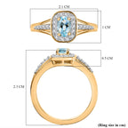 D'Joy - Santamaria Aquamarine & Natural Zircon Cushion Halo Split Shank Ring in 18K Vermeil Yellow Gold Plated Sterling Silver_7844653_5