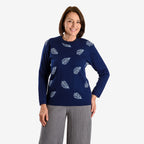 Knit Feather Jumper (Size 20 to 22) - Navy_7844910