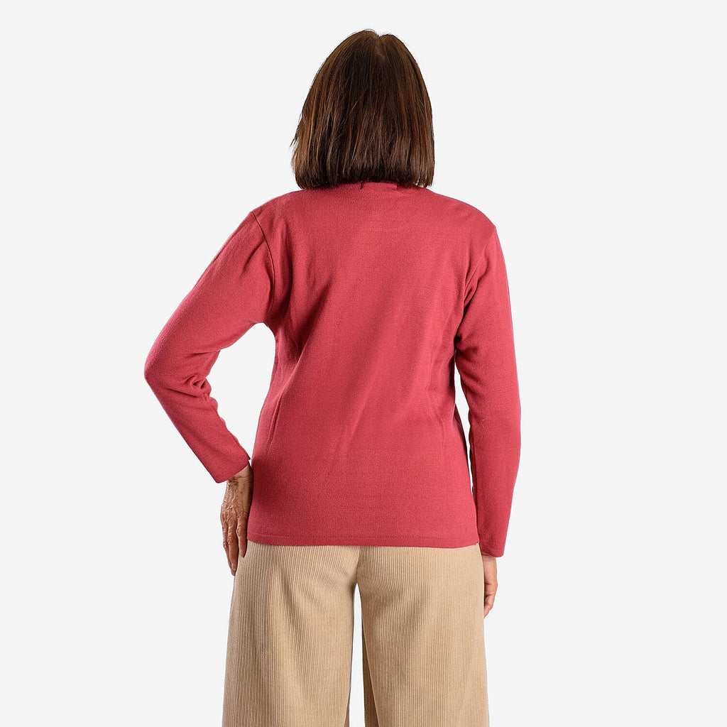 Knit Feather Jumper (Size 16 to18) - Raspberry_7844915_2