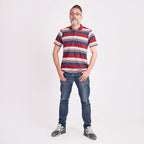 JJ Willis Block Stripe Polo Shirt (Size M) - Wine_7844962