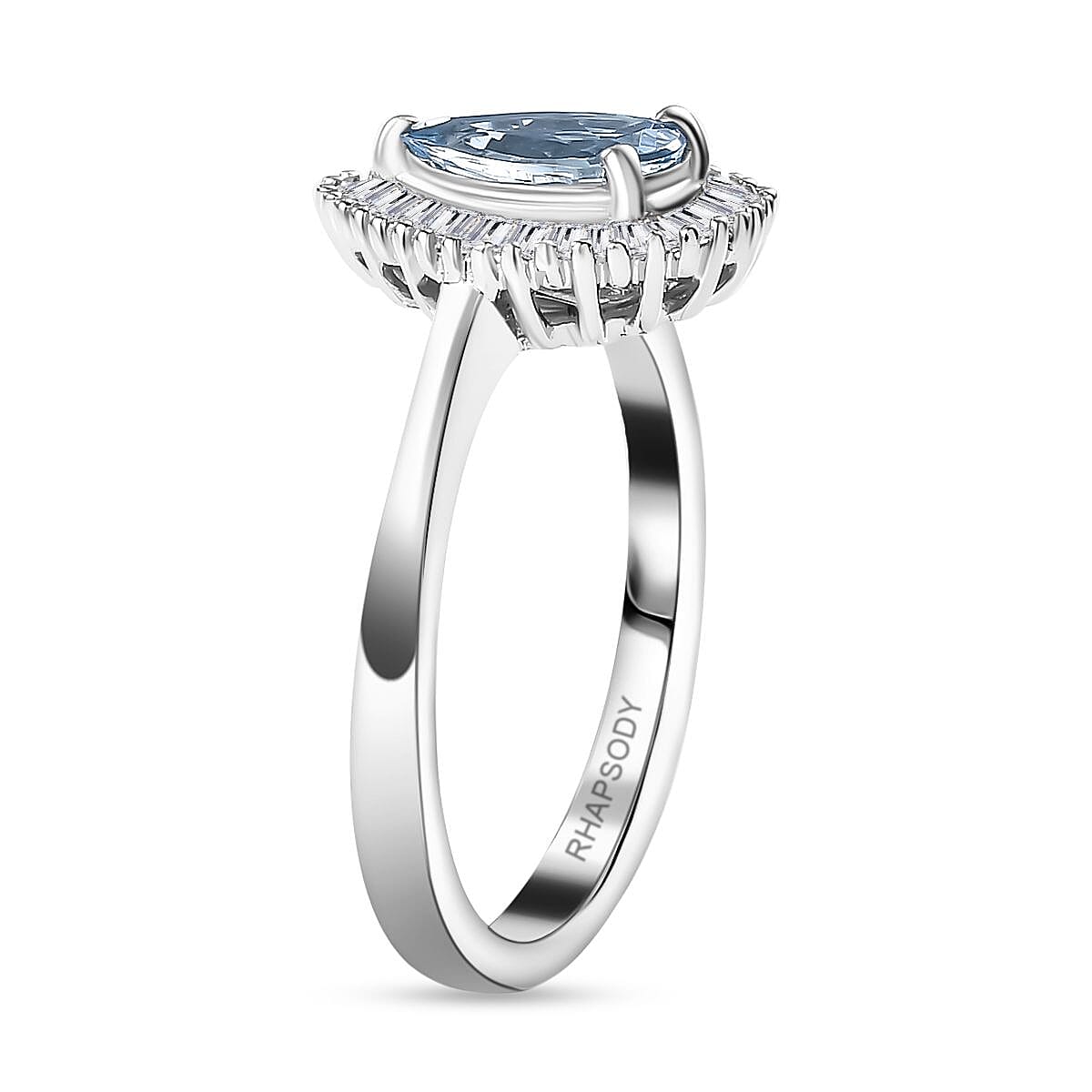 RHAPSODY 950 Platinum AAAA Santamaria Aquamarine, White Diamond EF, VS2 Halo Ring 7845991 4