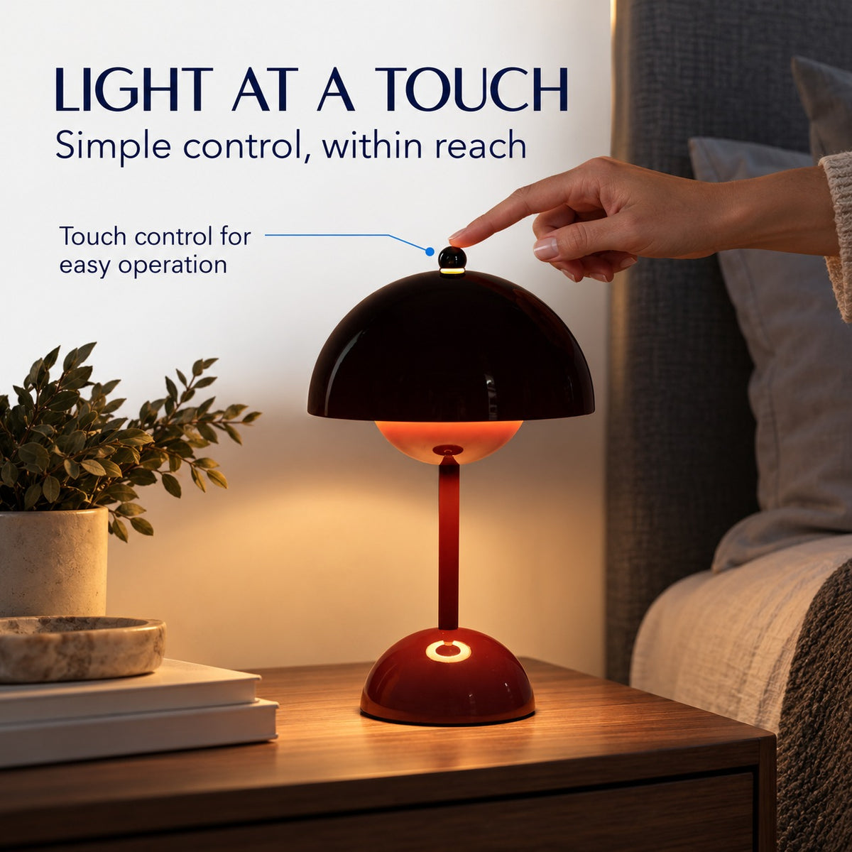 CORDLESS - Table Lamp (Size - 30cm Height) - Wine Red 7846371 4