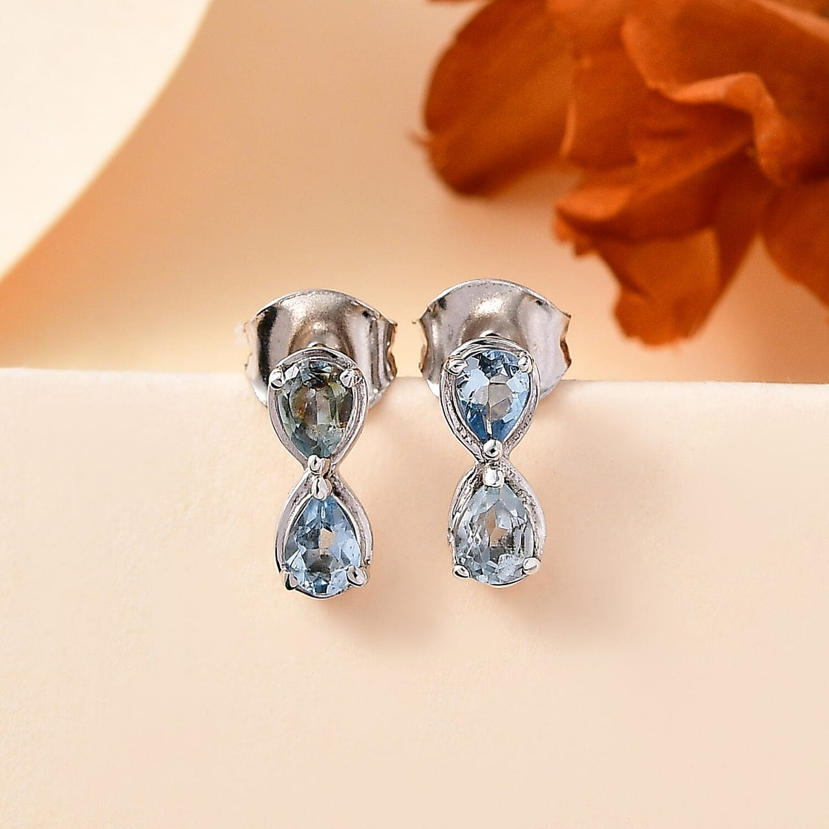 Santamaria Aquamarine Earrings in Rhodium Overlay Sterling Silver 7846391 2