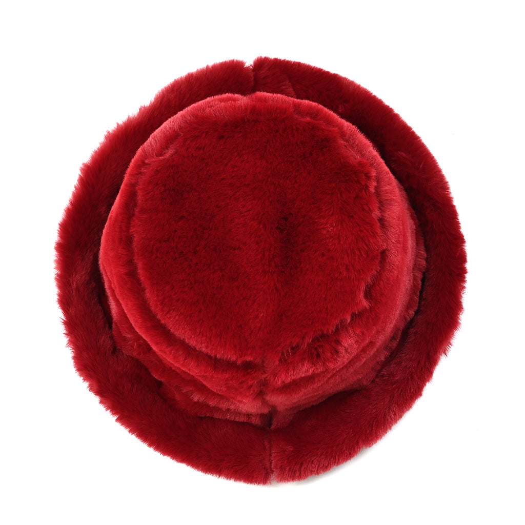 Lightweight and Cozy Faux Fur Bucket Hat (58cm) - Burgundy_7846716_3