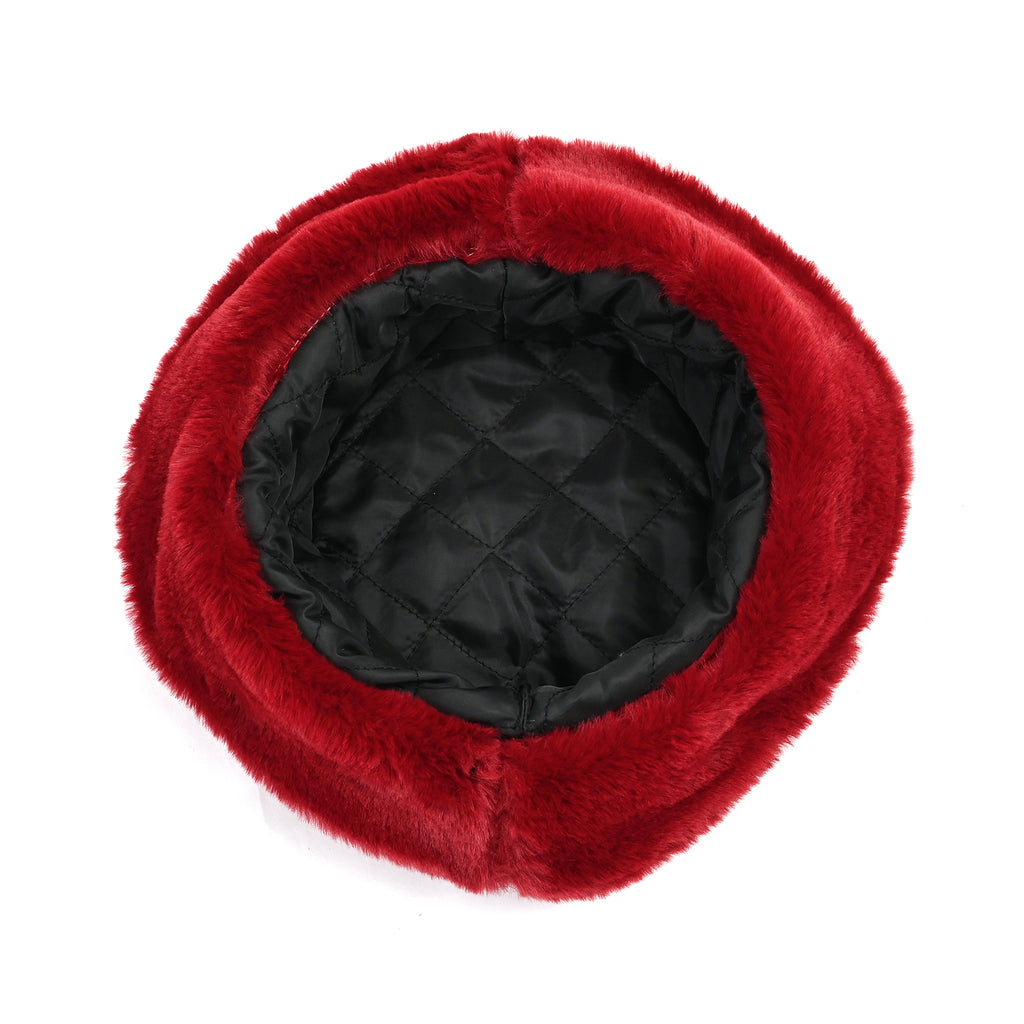 Lightweight and Cozy Faux Fur Bucket Hat (58cm) - Burgundy_7846716_4