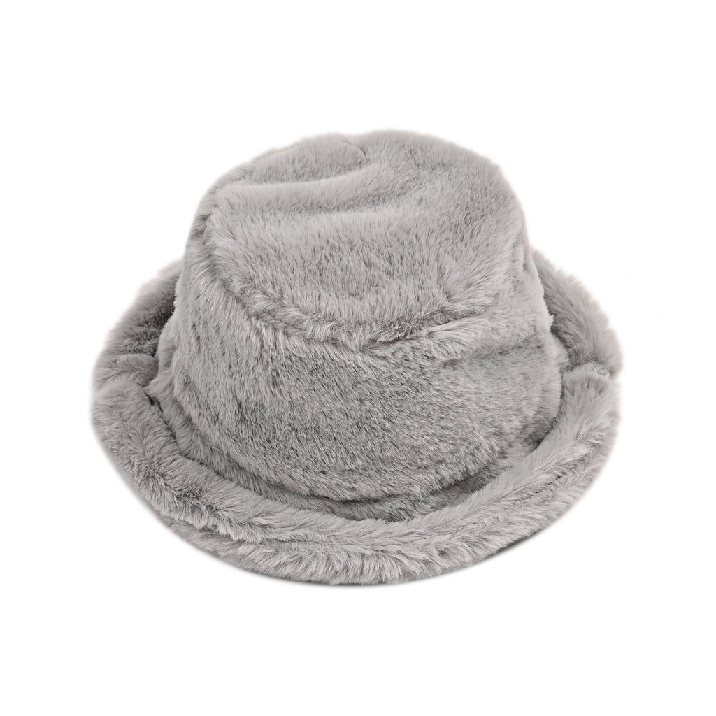 Lightweight and Cozy Faux Fur Bucket Hat (58cm) - Grey_7846718