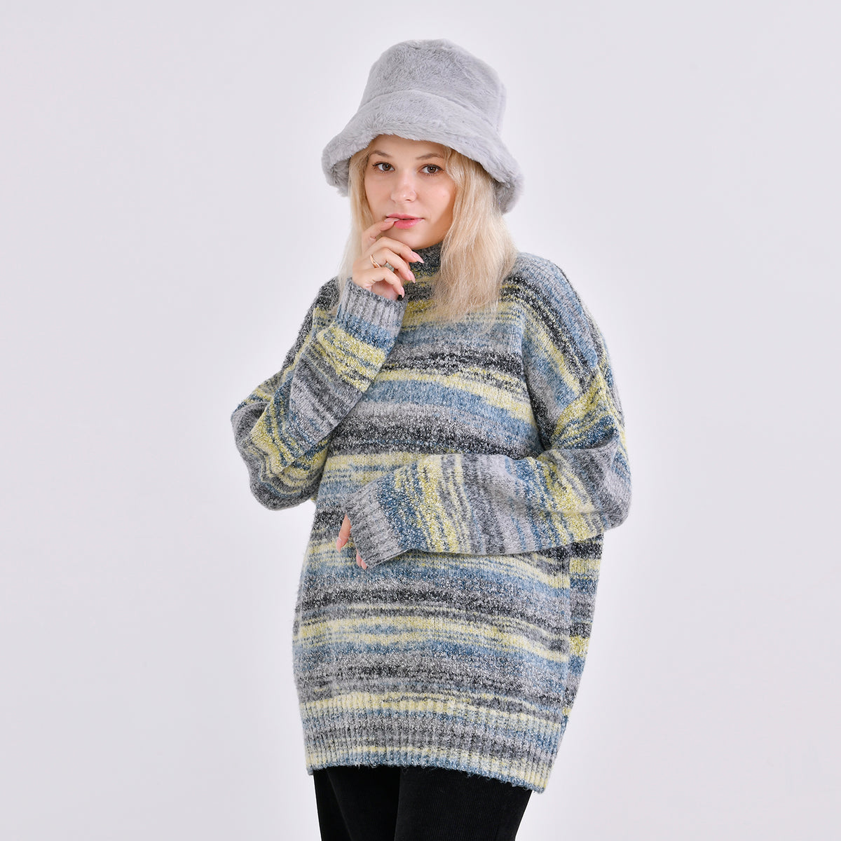 Lightweight and Cozy Faux Fur Bucket Hat (58cm) - Grey V32515731 2