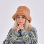 Lightweight and Cozy Faux Fur Bucket Hat (58cm) - Light Brown_7846799_1