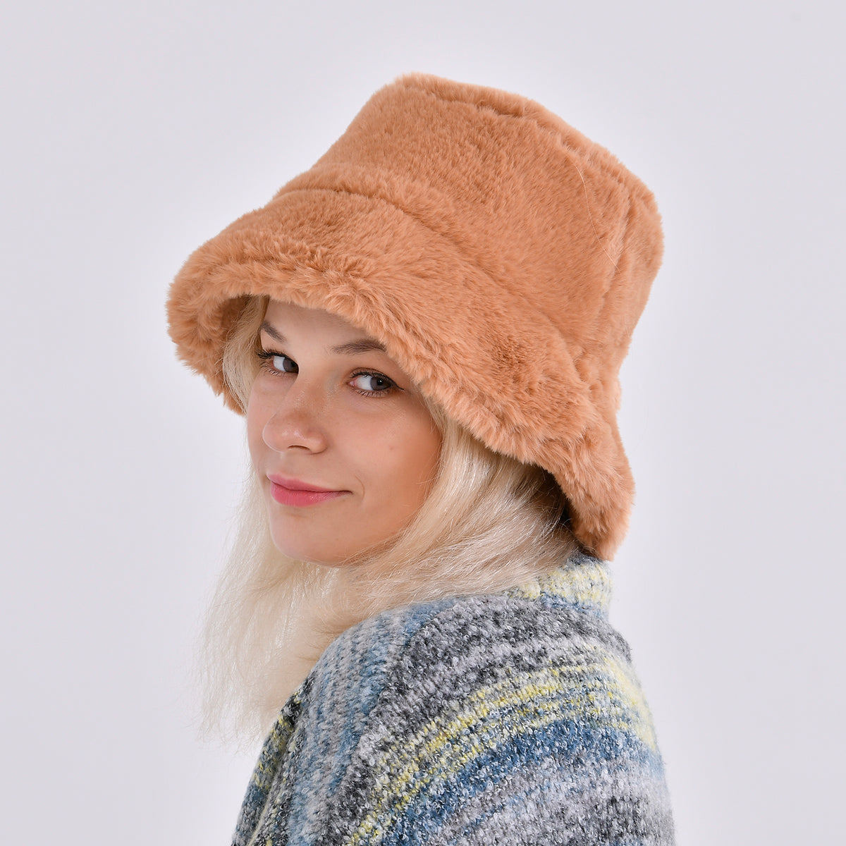 Lightweight and Cozy Faux Fur Bucket Hat (58cm) - Light Brown V32515725 4