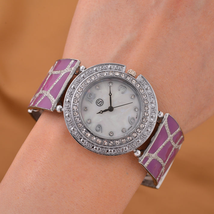 STRADA Japanese Movement Women's Bracelet Watch with Enamel and Crystal Accents 7847622 2
