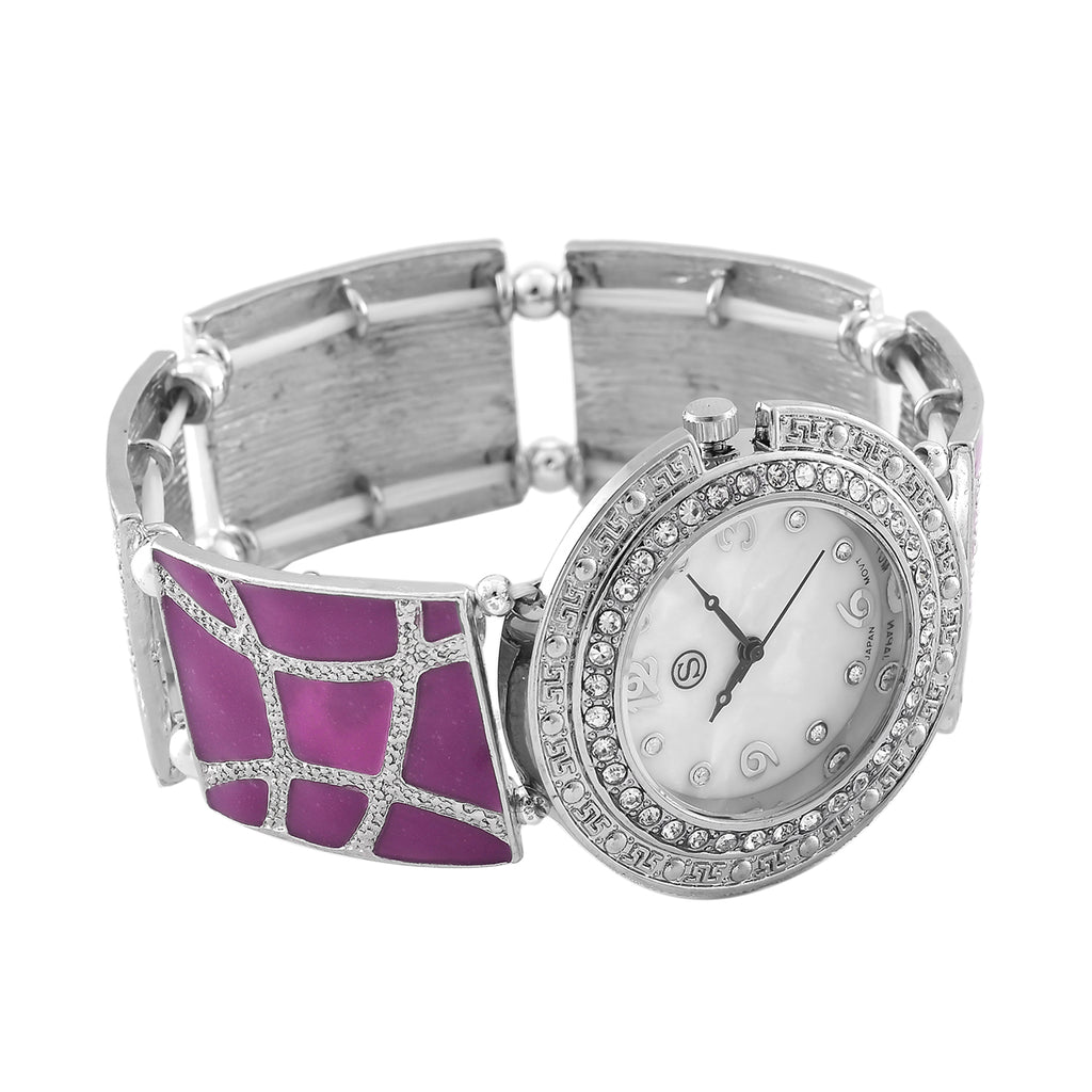 STRADA White Crystal Watch - Purple_7847622_4