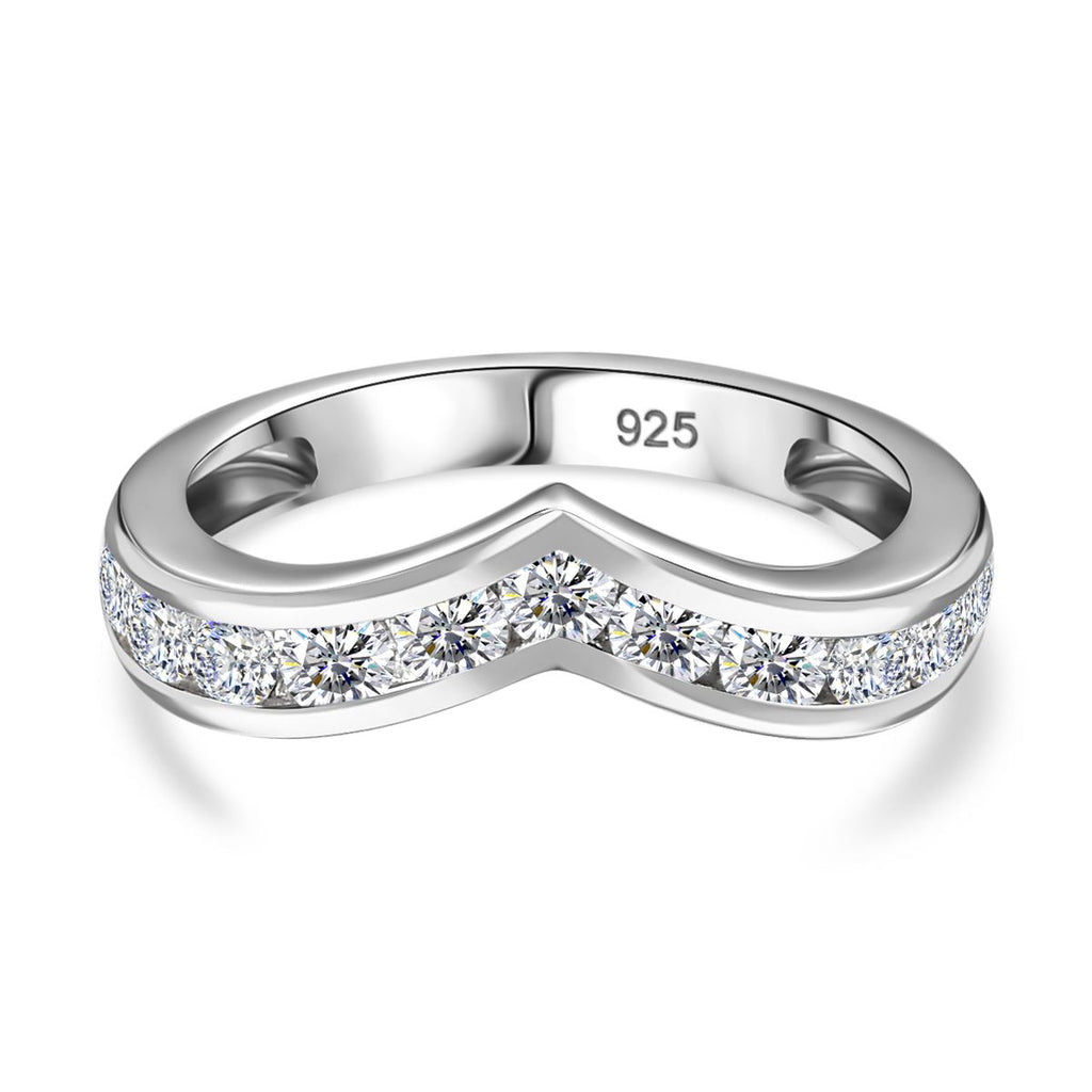 Designer Inspired Moissanite Wishbone Ring in Rhodium Overlay Sterling Silver_7847648