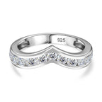 Designer Inspired Moissanite Wishbone Ring in Rhodium Overlay Sterling Silver_7847648