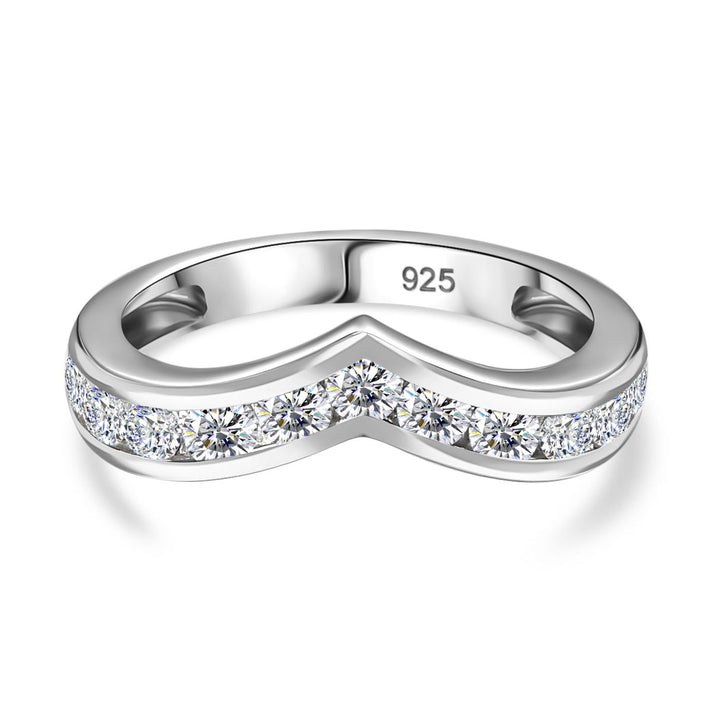 Designer Inspired Moissanite Wishbone Ring in Rhodium Overlay Sterling Silver 7847648 1
