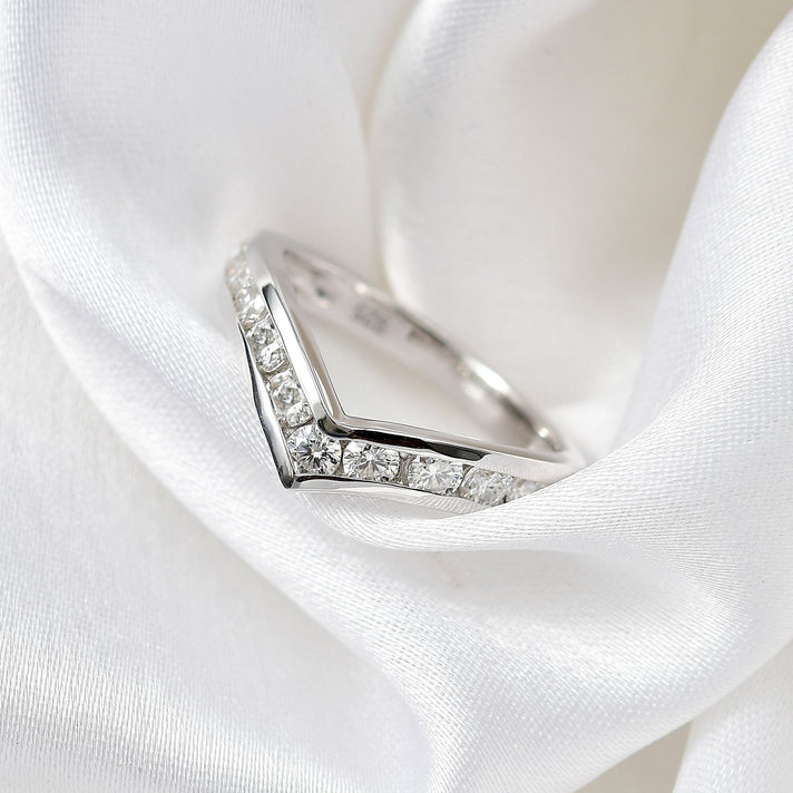 Designer Inspired Moissanite Wishbone Ring in Rhodium Overlay Sterling Silver 7847648 2