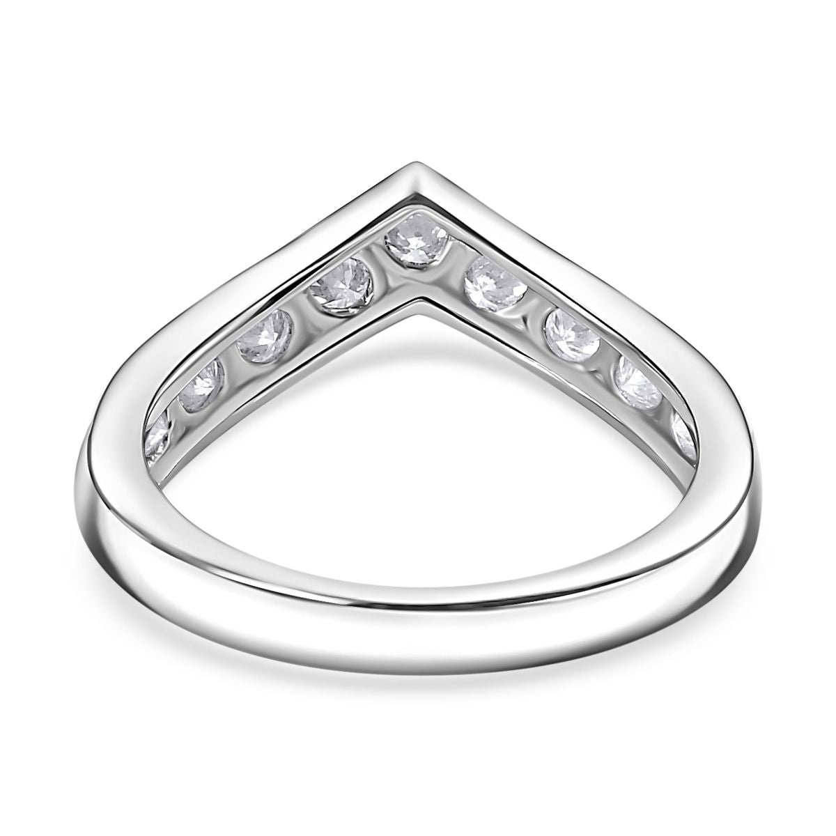 Designer Inspired Moissanite Wishbone Ring in Rhodium Overlay Sterling Silver V32638216 4