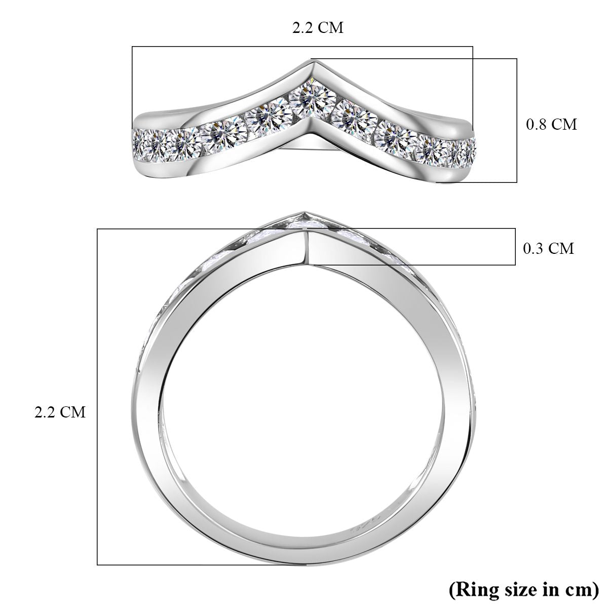 Designer Inspired Moissanite Wishbone Ring in Rhodium Overlay Sterling Silver V32638216 5