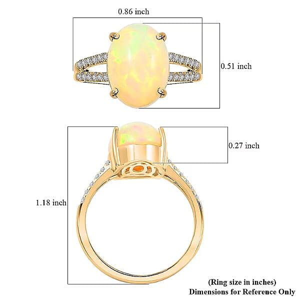 14K Yellow Gold  AAA   Ethiopian Opal ,  White Diamond  I2 Ring 4.80 ct,  Gold Wt. 4.02 Gms  4.800  Ct. 7848032 5