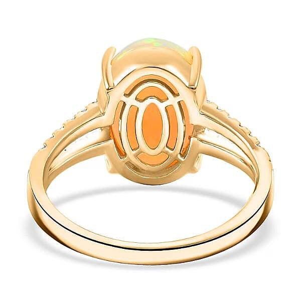 14K Yellow Gold  AAA   Ethiopian Opal ,  White Diamond  I2 Ring 4.80 ct,  Gold Wt. 4.02 Gms  4.800  Ct. 7848032 6