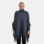 La Marey High Tie Tassel Poncho (One Size 10 to 20) - Dark Grey_7848438_1