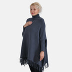 La Marey High Tie Tassel Poncho (One Size 10 to 20) - Dark Grey_7848438_2