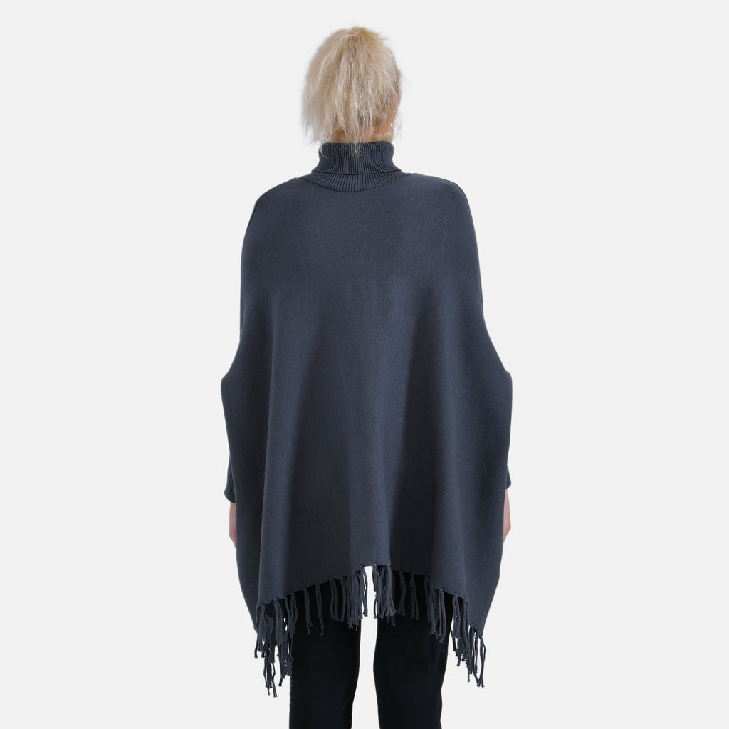 La Marey High Tie Tassel Poncho (One Size 10 to 20) - Dark Grey_7848438_3