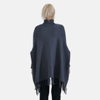 La Marey High Tie Tassel Poncho (One Size 10 to 20) - Dark Grey_7848438_3