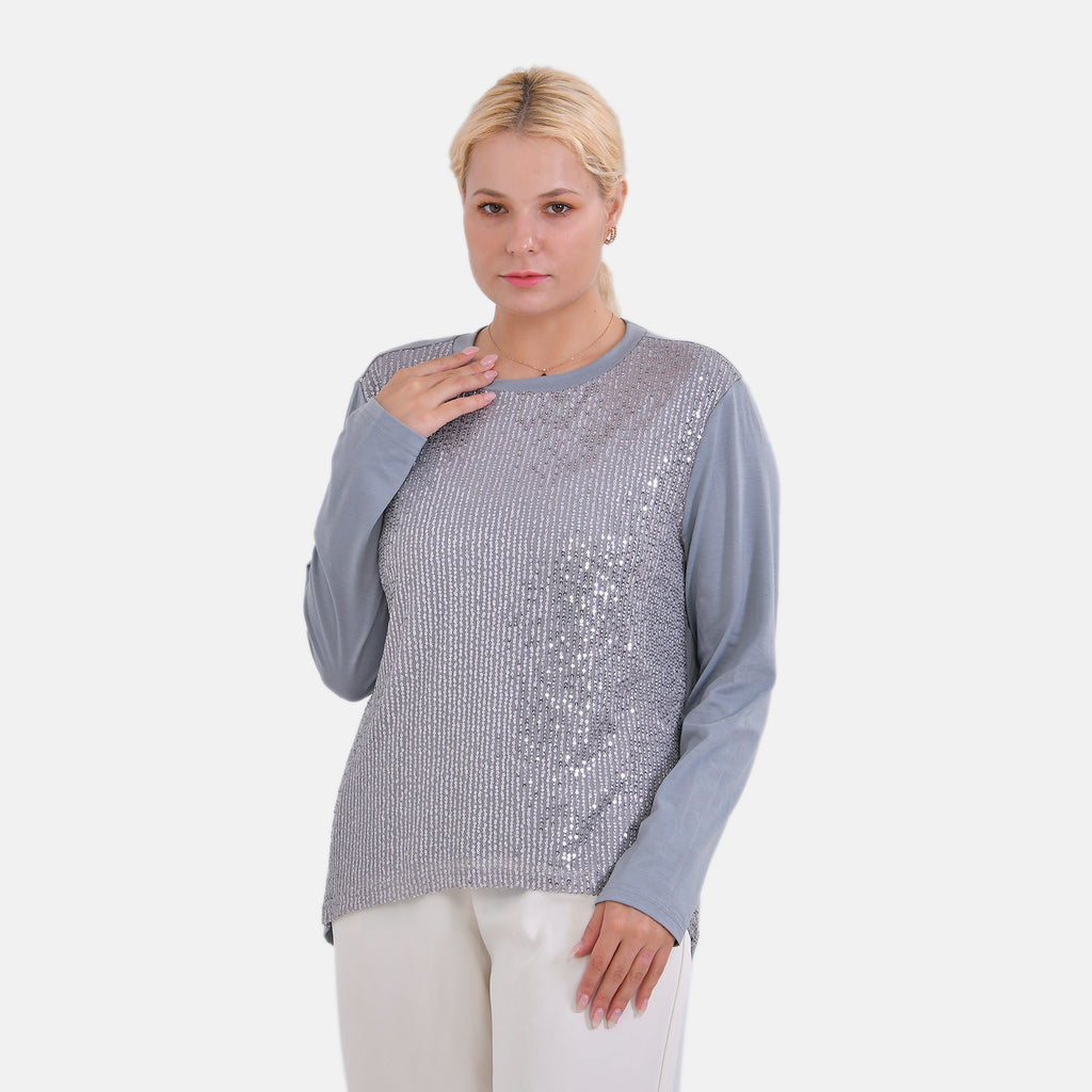 La Marey Sequin Top (Size L) - Grey_7848910_2