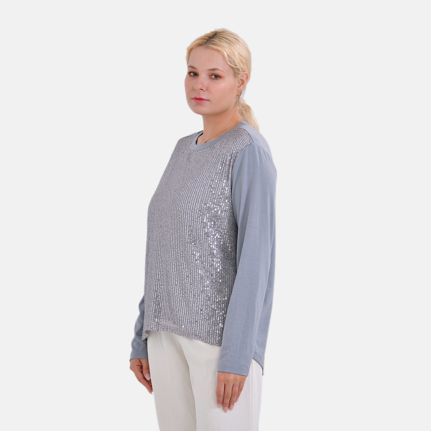 La Marey Sequin Top (Size L) - Grey 7848910 4