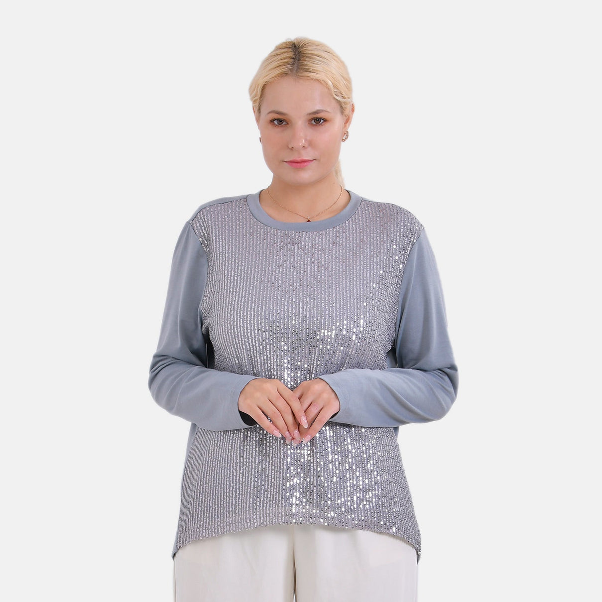 La Marey Sequin Top (Size L) - Grey V32366082 0