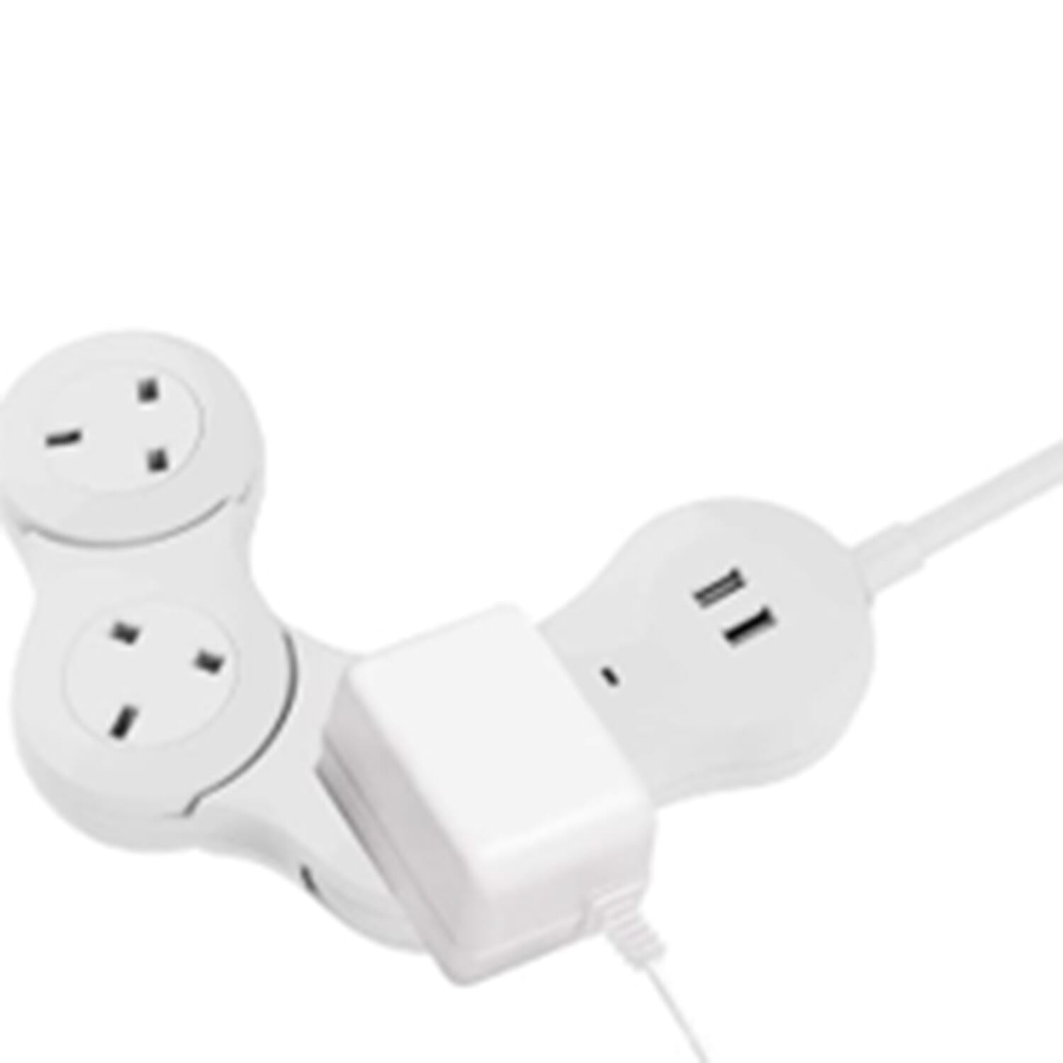 Quirky Pivot Power Strip with 3 x 3 Pin Plug Sockets and 2 USB Sockets 7849471 0