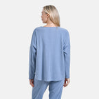 La marey Full-Sleeve with Round Neck Casual Top (Size M,12-14) - Blue_7849864_1