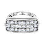 GP Art Deco Collection - Moissanite Signet Ring with Heart Ruby Pendant in Rhodium Overlay Sterling Silver 1.98 Ct._7849974