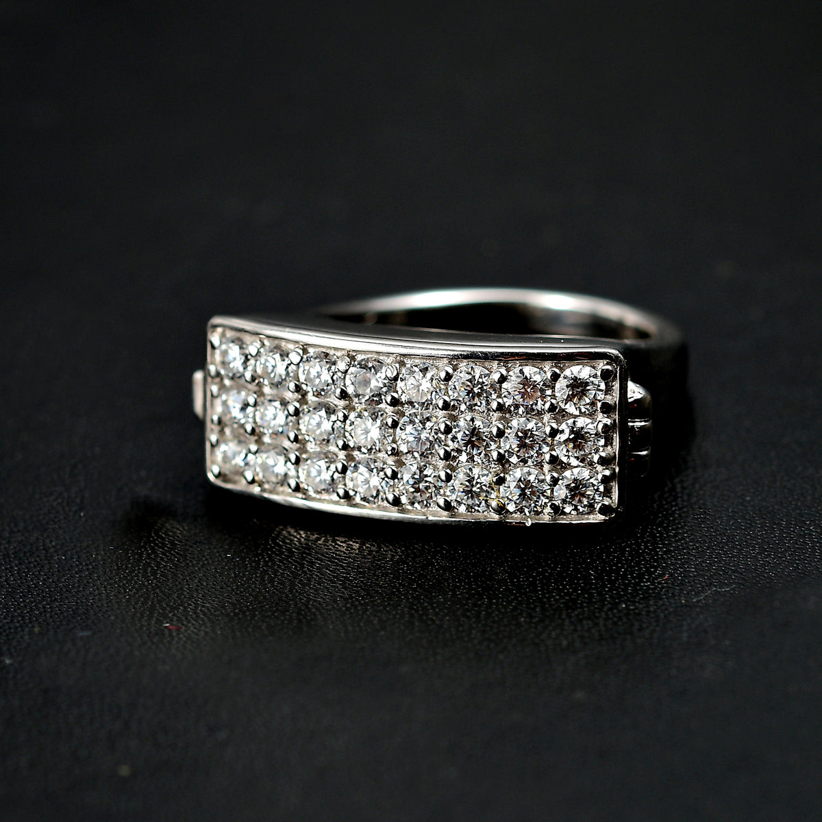 GP Art Deco Collection - Moissanite Signet Ring with Heart Ruby Pendant in Rhodium Overlay Sterling Silver 7849974 2