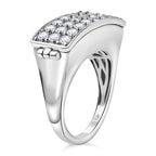 GP Art Deco Collection - Moissanite Signet Ring with Heart Ruby Pendant in Rhodium Overlay Sterling Silver 1.98 Ct._7849974_4