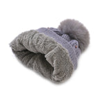 Cuff Beanie with Faux Pearl (22 x 21cm) - Grey_7850111_3