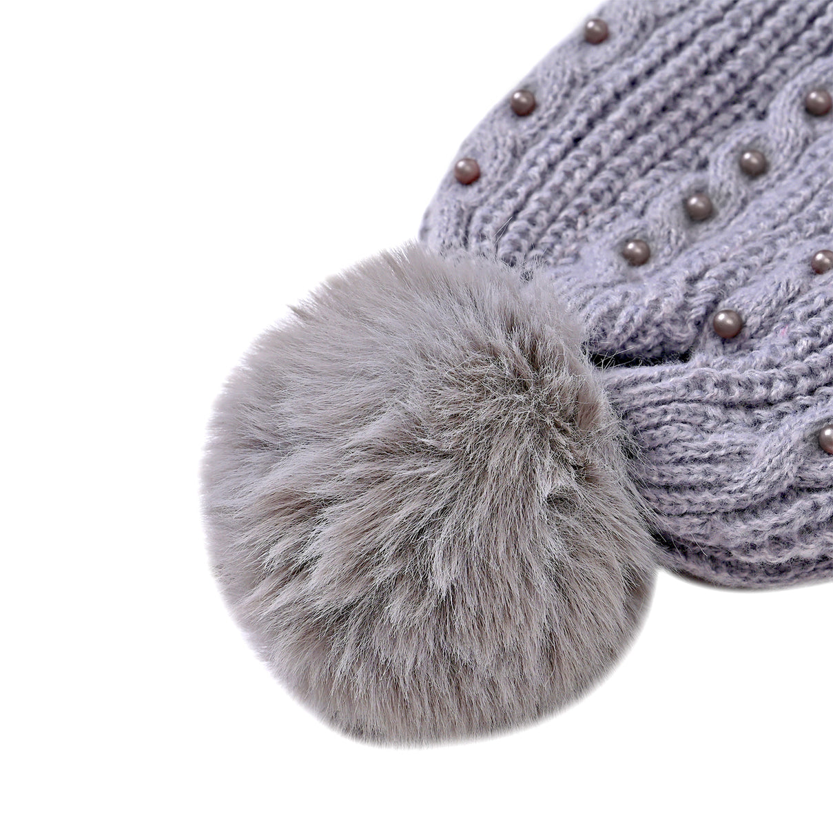 Cuff Beanie with Faux Pearl (22 x 21cm) - Grey V32513046 5