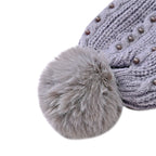 Cuff Beanie with Faux Pearl (22 x 21cm) - Grey_7850111_4