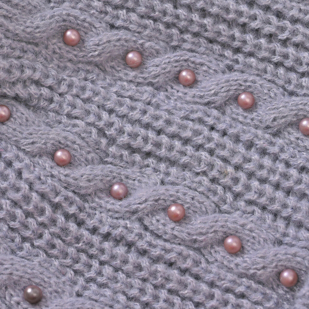 Cuff Beanie with Faux Pearl (22 x 21cm) - Grey_7850111_5