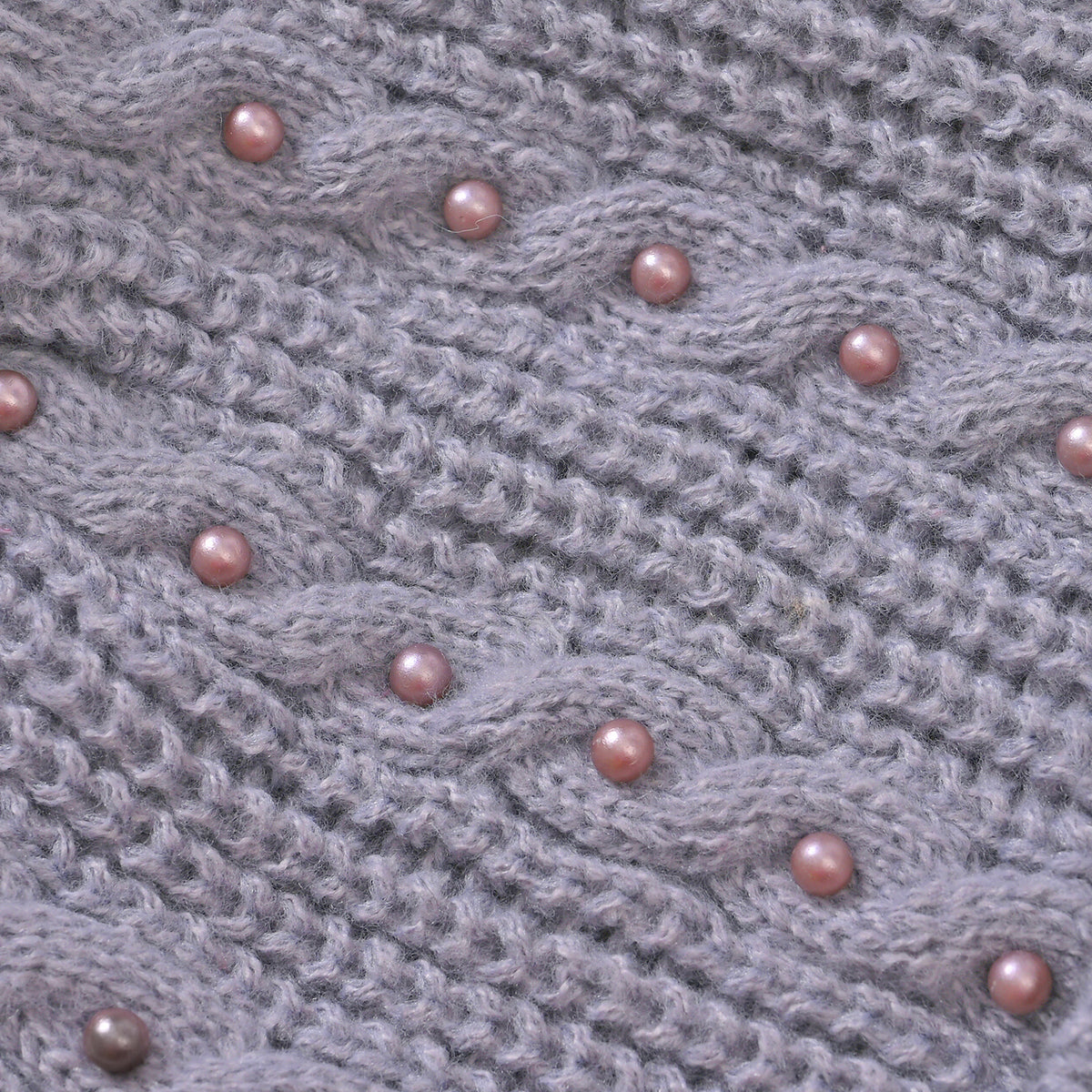 Cuff Beanie with Faux Pearl (22 x 21cm) - Grey V32513046 6
